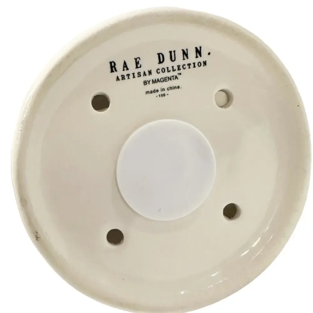 Rae Dunn White w/Black Letters PEACE Round Ceramic Birdhouse 8”x 5”